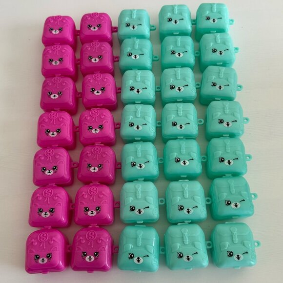 Huge Lot of 35 Shopkins Season 5 Petkins Mini Backpacks - Pink & Teal! - Picture 1 of 4